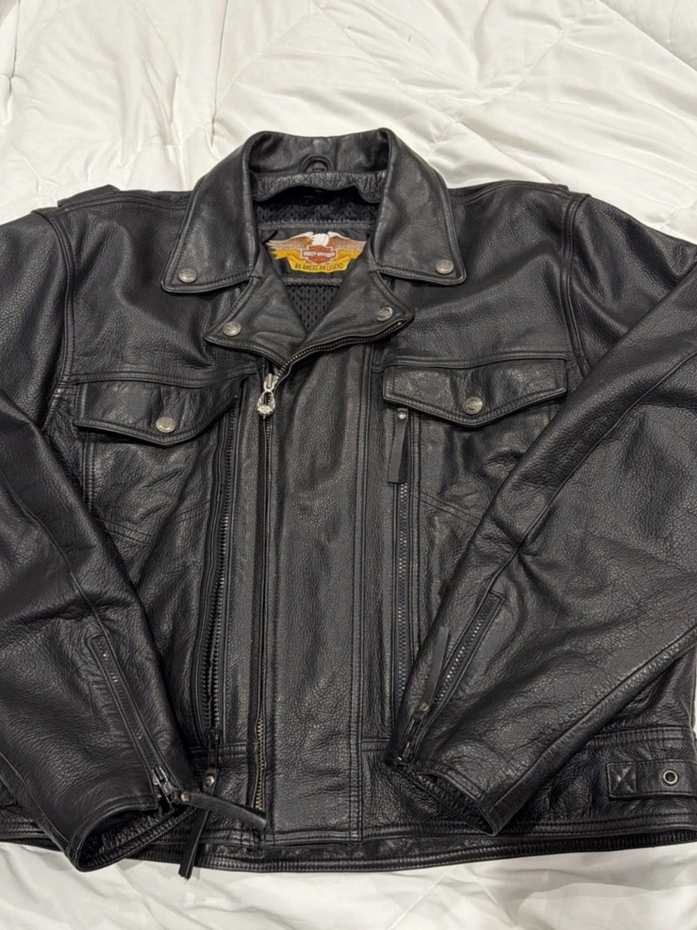 Vintage Harley Davidson Men’s Leather Motor Cycle Vented Jacket Size XL